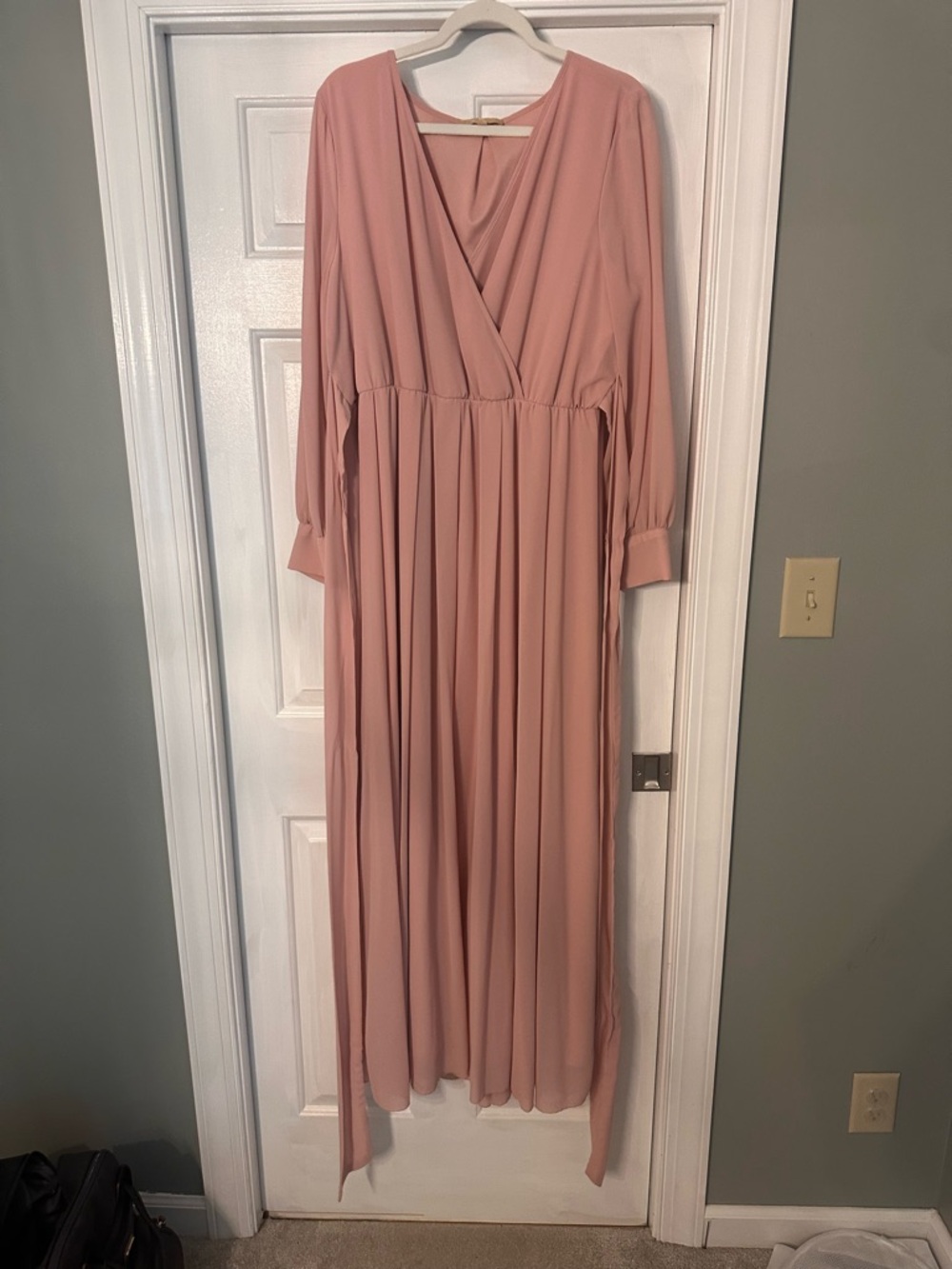 Women's Dusty Rose Long Sleeve Wrap Maxi maternity dress